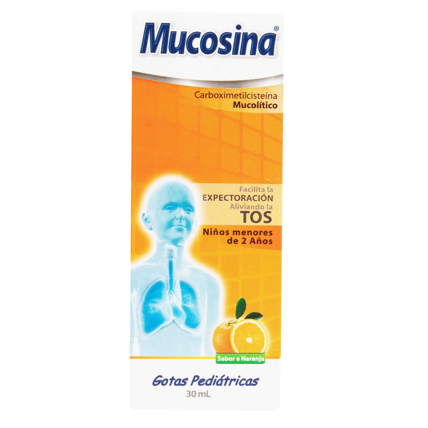 Gotas Pediátricas Mucosina Tos Naranja Frasco x 30 mL