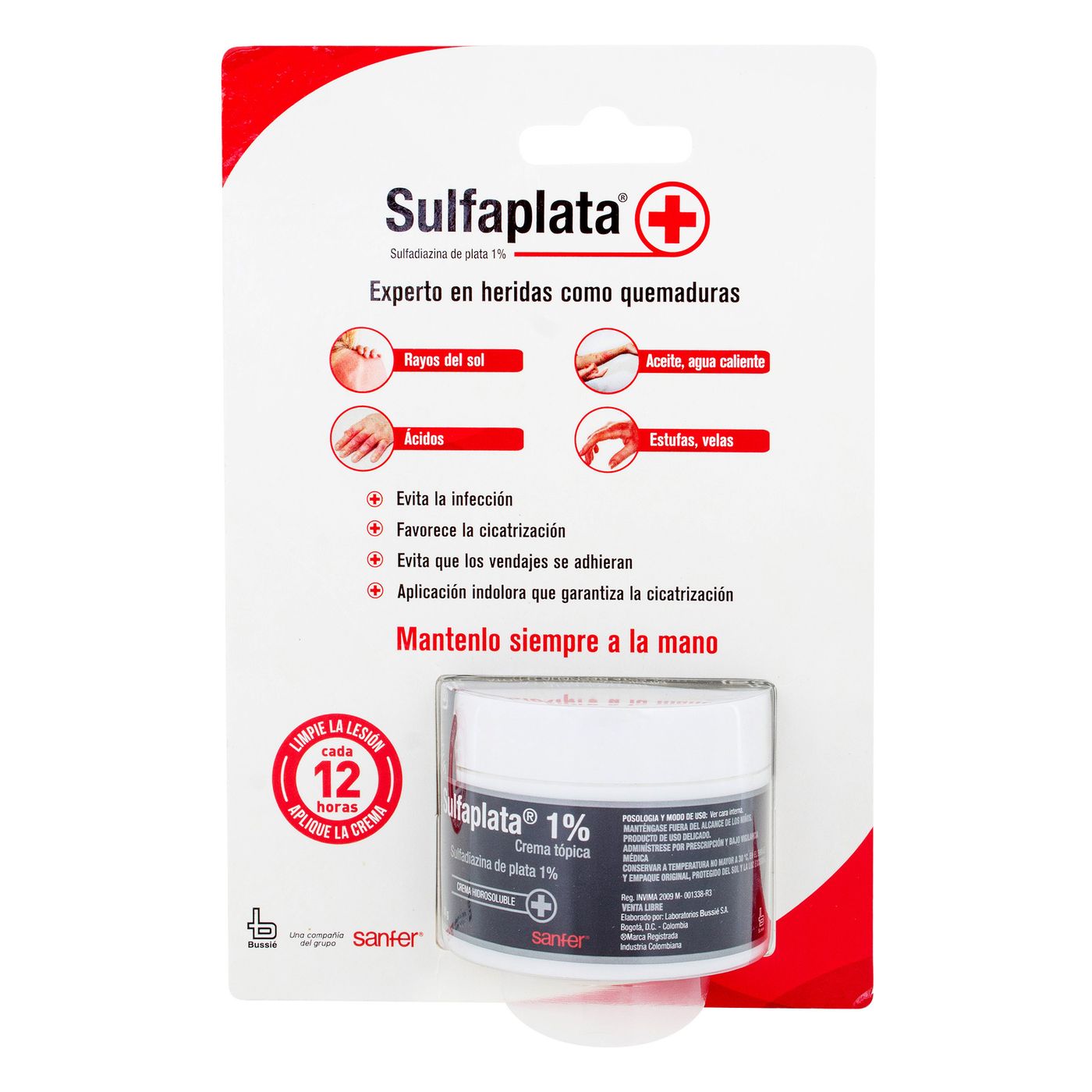 Crema Hidrosoluble Sulfaplata 1% Bussié Frasco X 30 G.