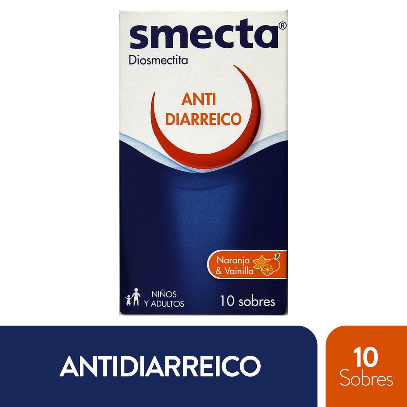 Suspensión Oral diosmectita Smecta Naranja & Vainilla Sobre x 3 g caja x 10 Uds