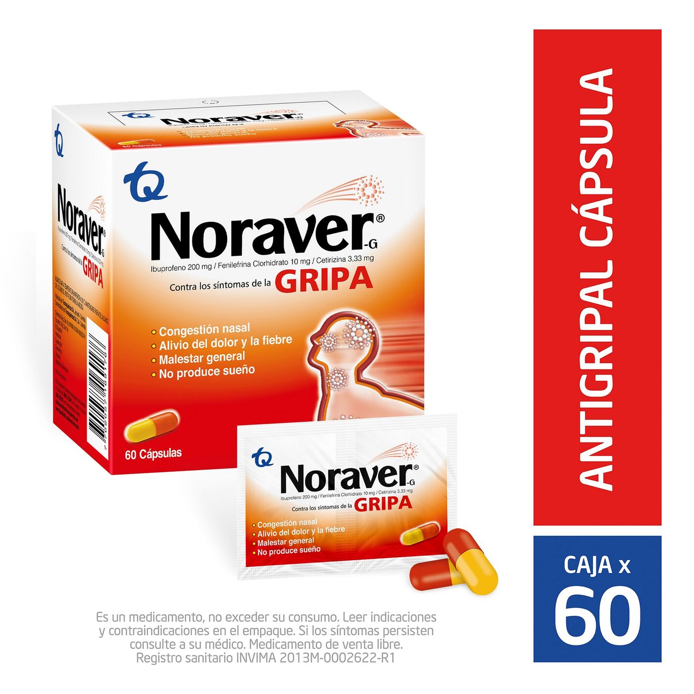 Noraver Gripa Caja X 60 Cápsulas.