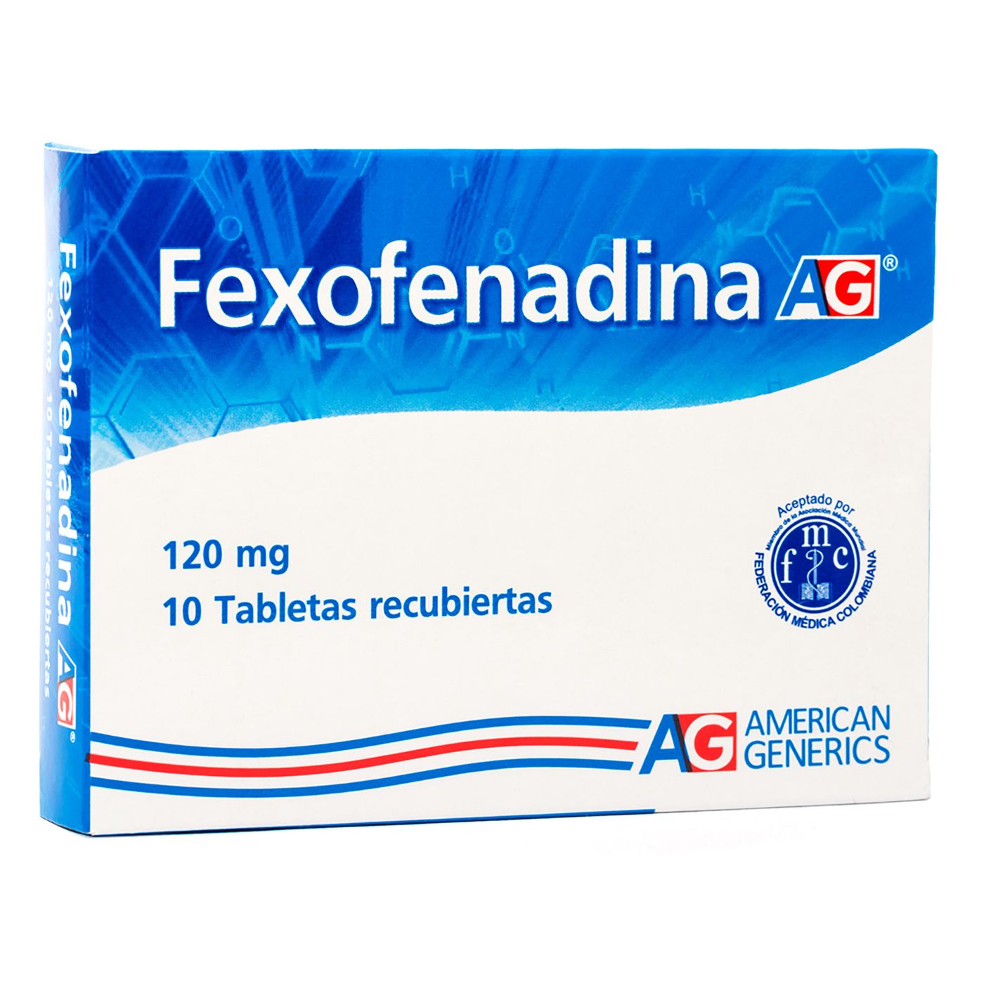 Fexofenadina 120 Mg Ag Caja X 10 Tabletas Recubiertas.