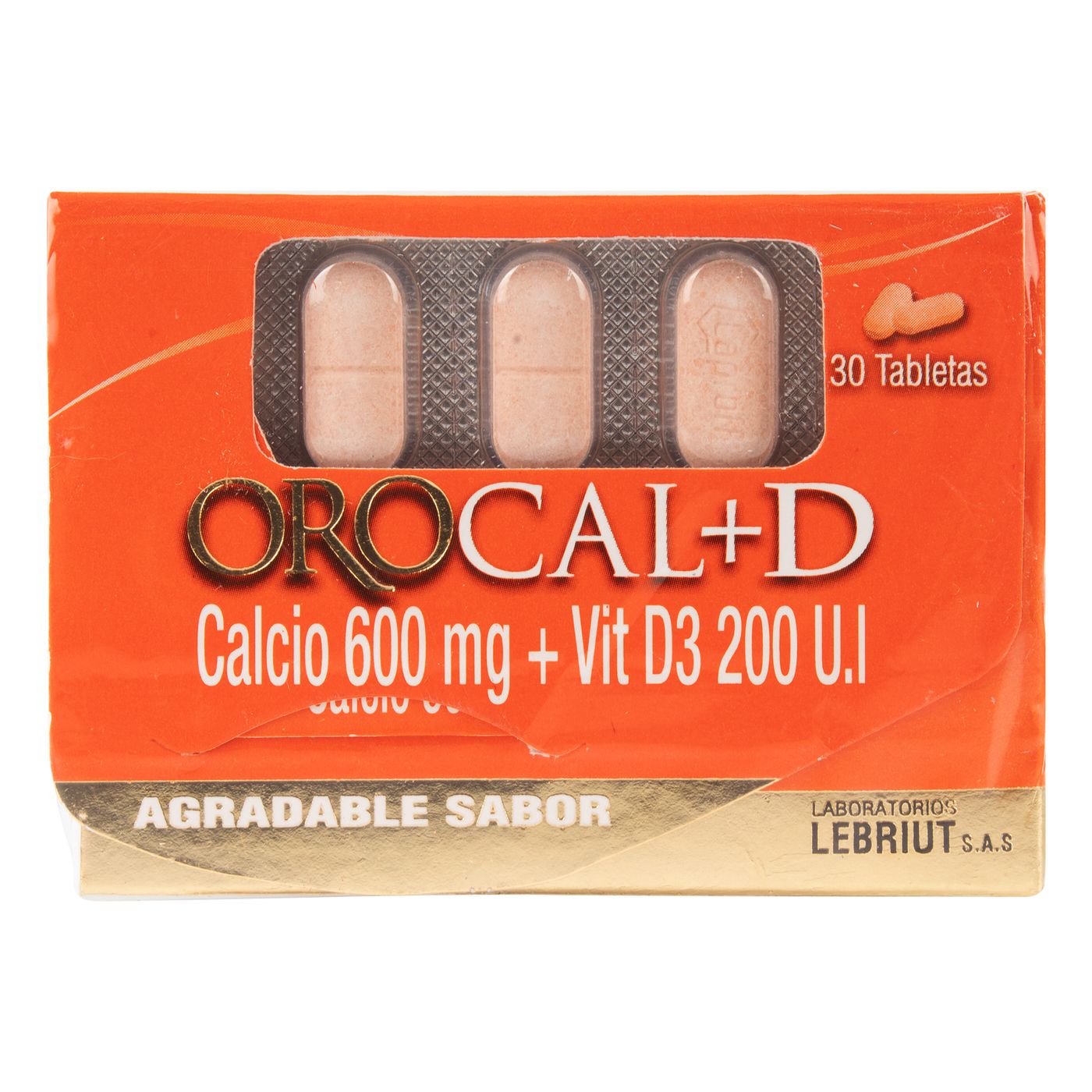 Orocal D 600 Mg/200 UI Lebriut Caja x 30 Tabletas