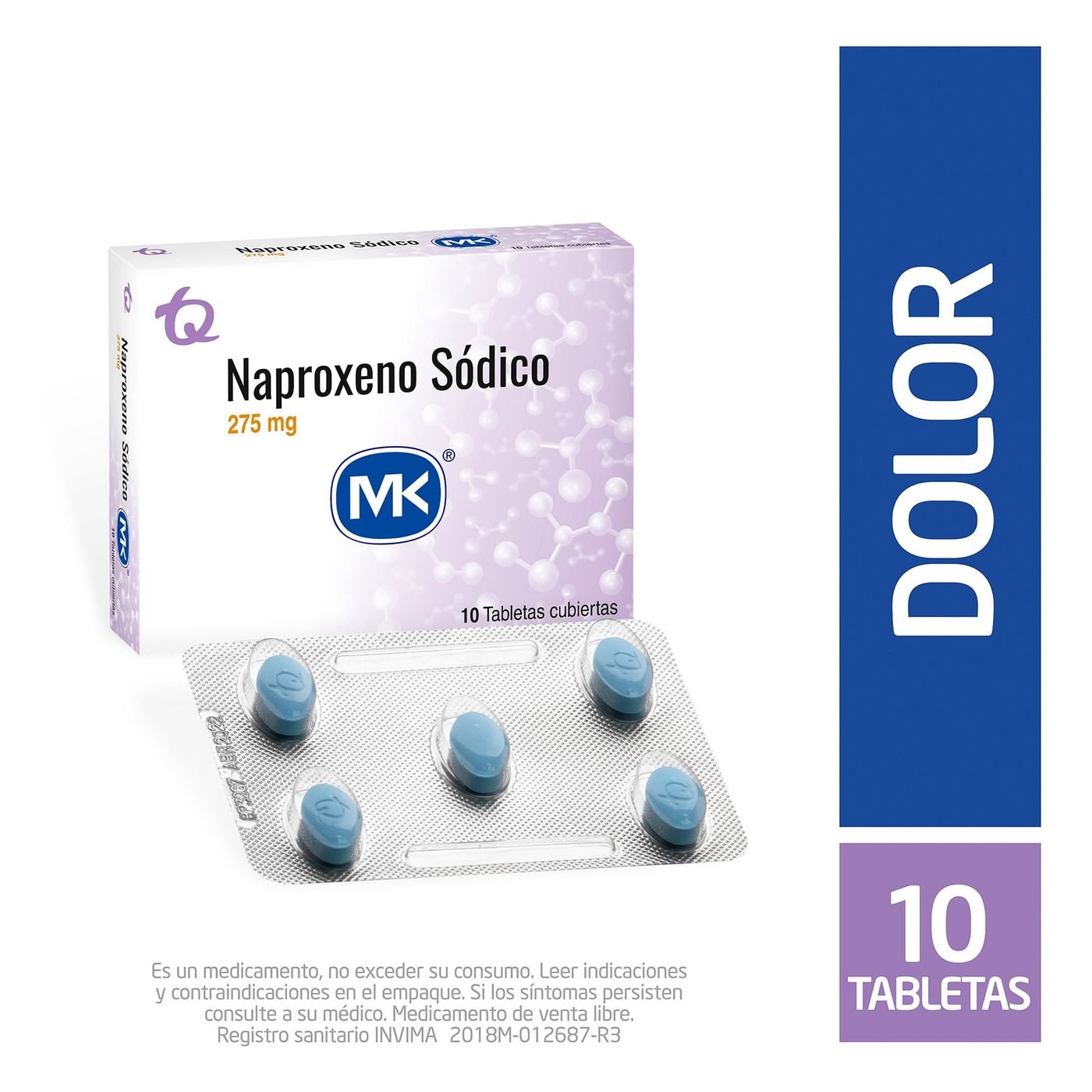 Naproxeno 275 Mg MK Caja x 10 Tabletas Cubiertas