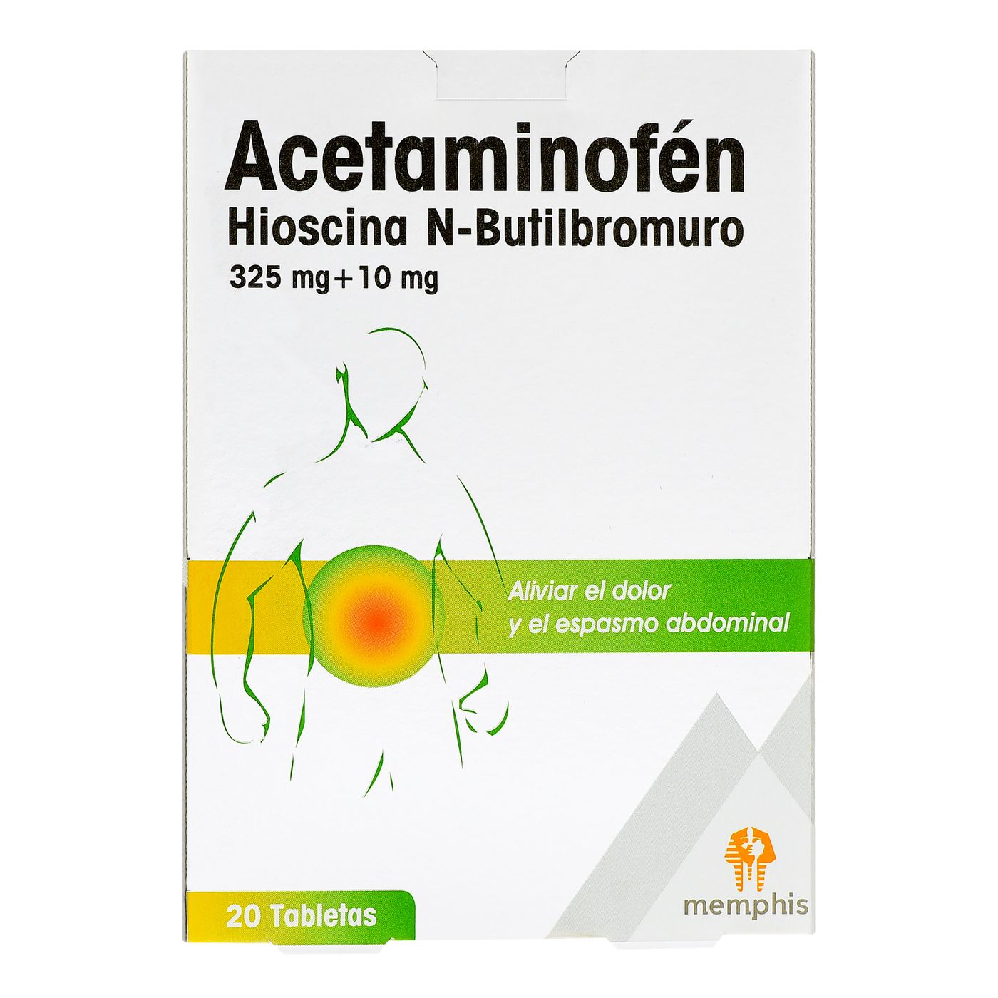Acetaminofén + Hioscina 325 Mg/10 Mg Memphis Caja X 20 Tabletas.