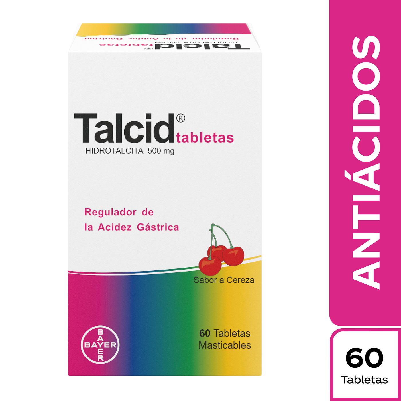 Talcid 500 Mg Bayer Cereza Caja x 60 Tabletas Masticables