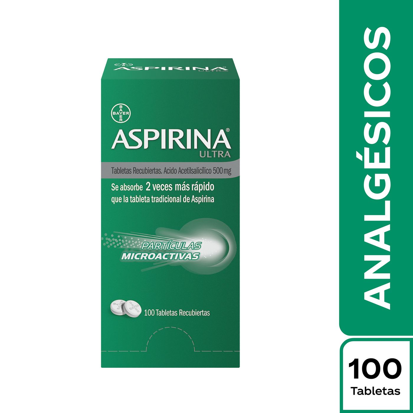 Aspirina Ultra 500 Mg Bayer Caja X 100 Tabletas Recubiertas.