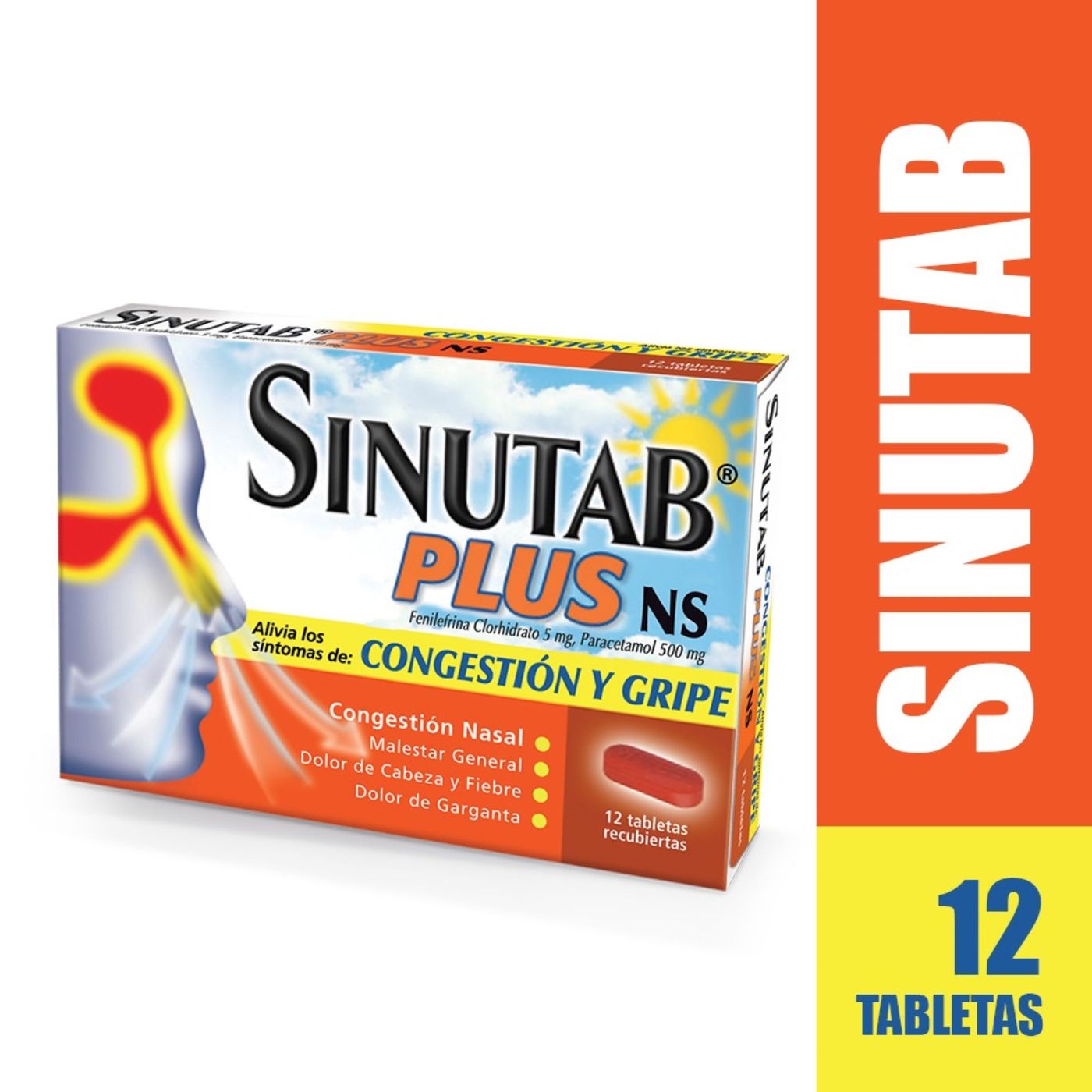 Sinutab Plus NS Caja x 12 Tabletas Recubiertas