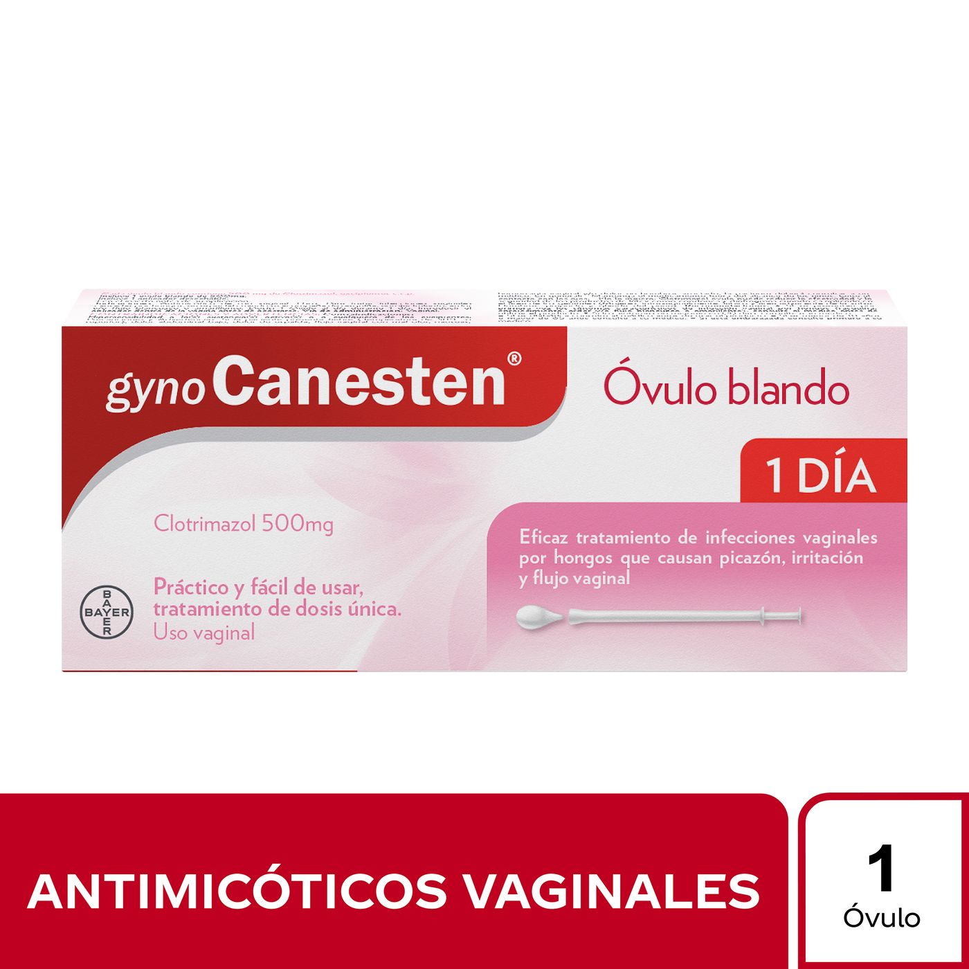 Óvulo Blando Gyno Canesten 500 Mg Bayer 1 Día Caja x 1 Ud