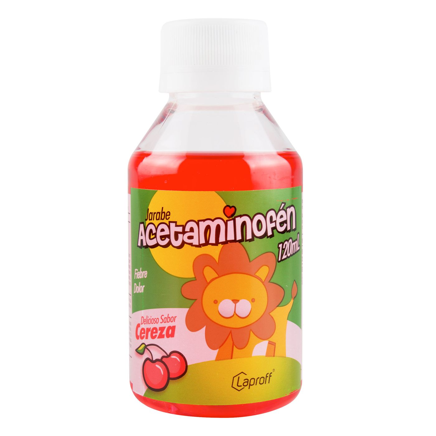 Jarabe Acetaminofén Laproff Cereza Frasco X 120 Ml.