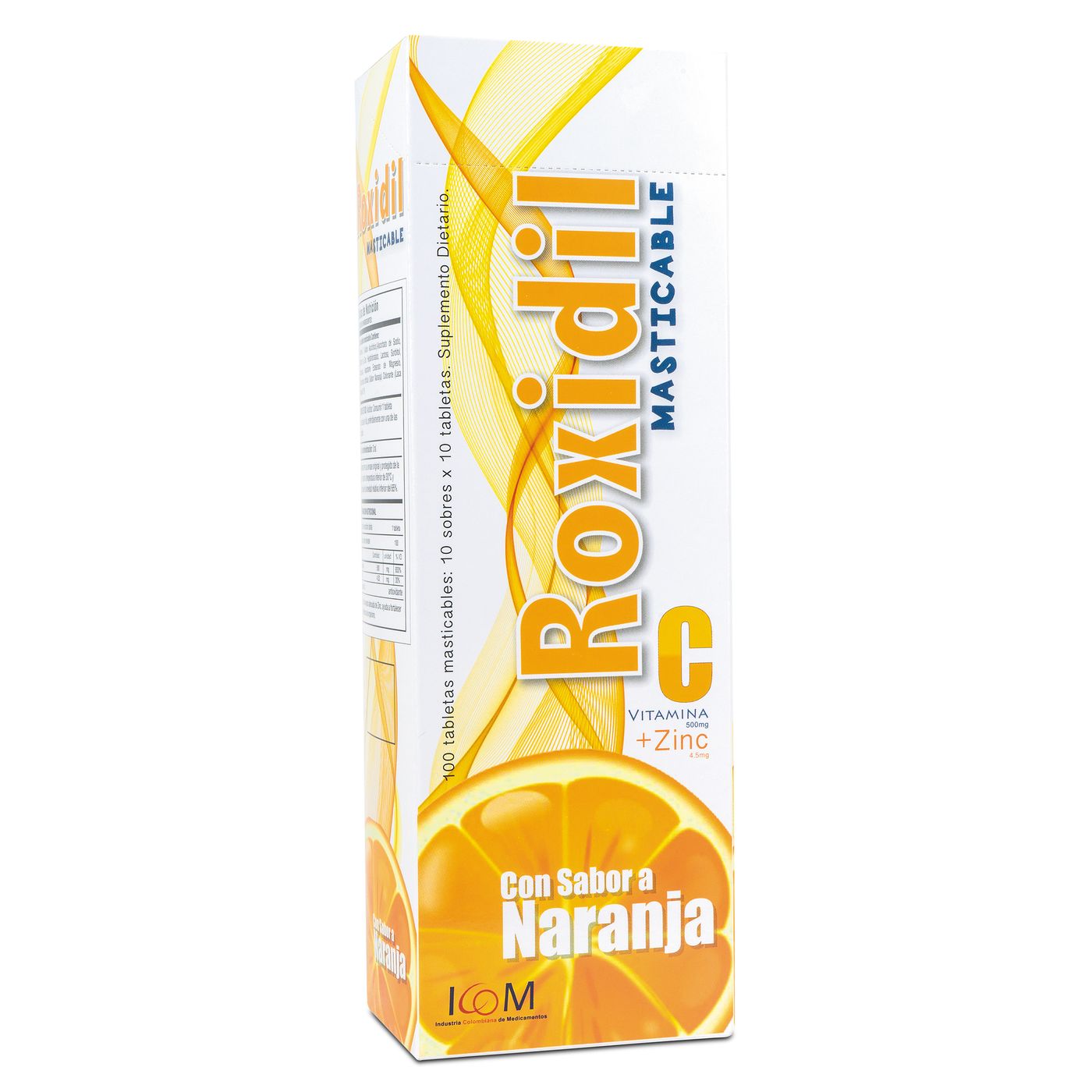 Suplemento Dietario Roxidil 500 Mg Icom Naranja Caja x 100 Tabletas Masticables