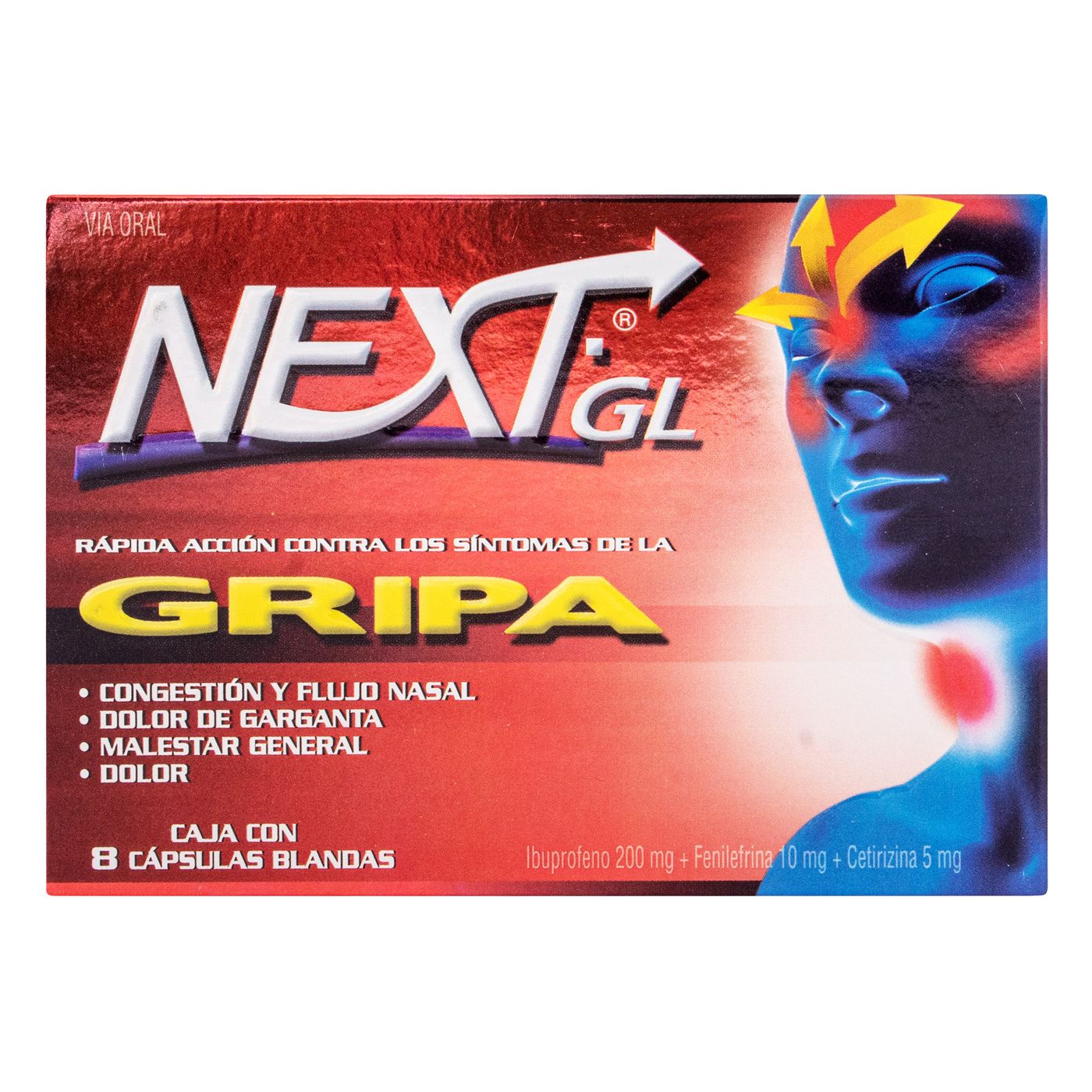 Next Gl antiGripal caja X 8 Cápsulas Blandas