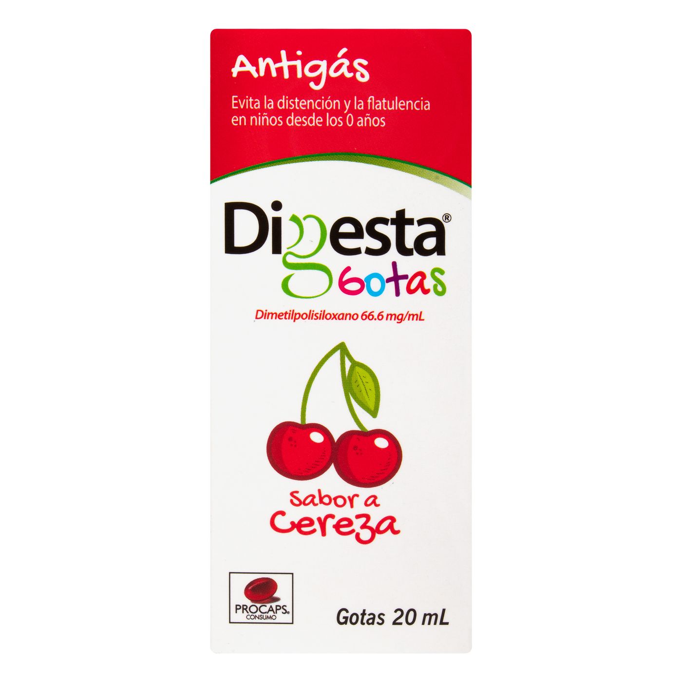 Antigás Digesta 66.6 Mg/mL Procaps Cereza Gotas Frasco x 20 mL