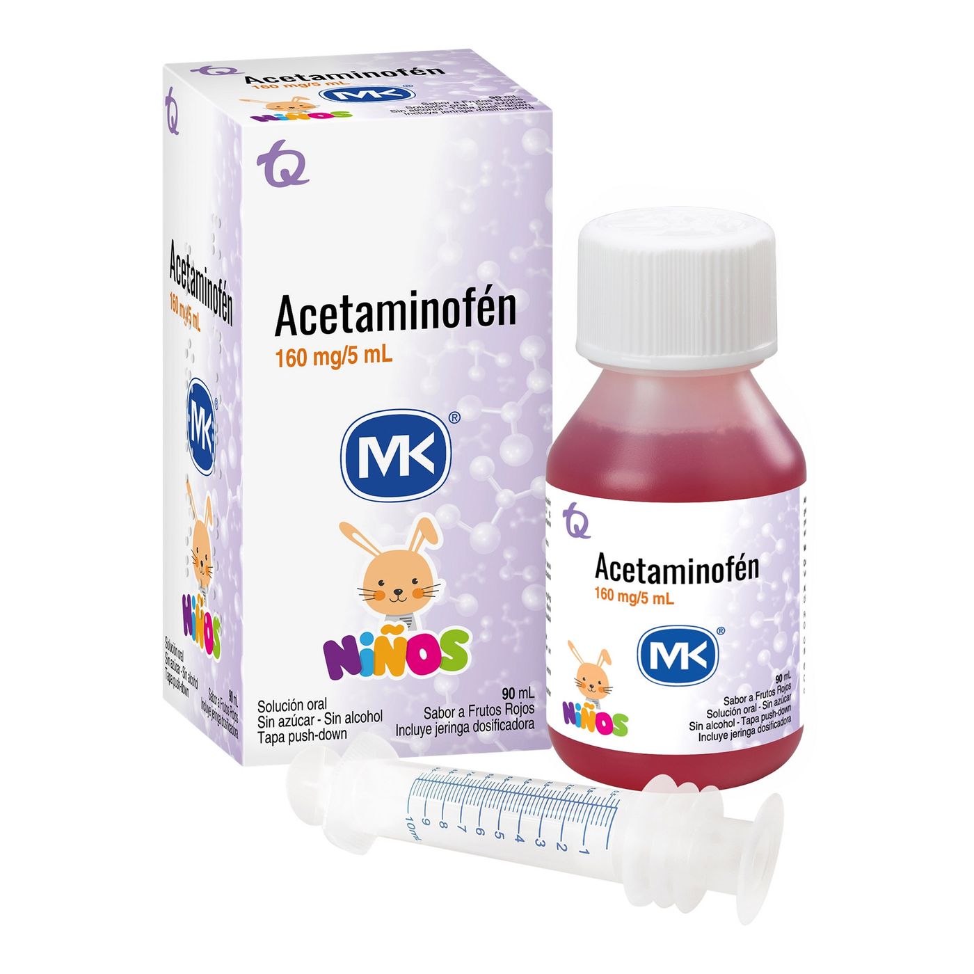 Jarabe Acetaminofén 160 Mg/5 mL MK Niños Frutos Rojos Frasco x 90 mL