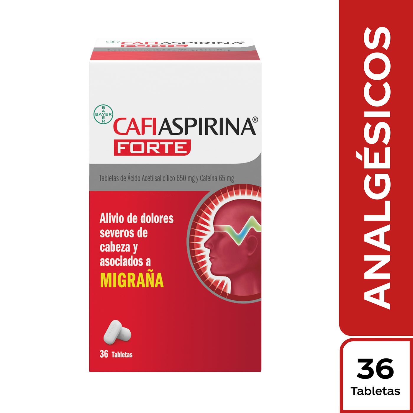 Cafi Aspirina Forte 650 Mg/65 Mg Bayer Caja X 36 Tabletas.