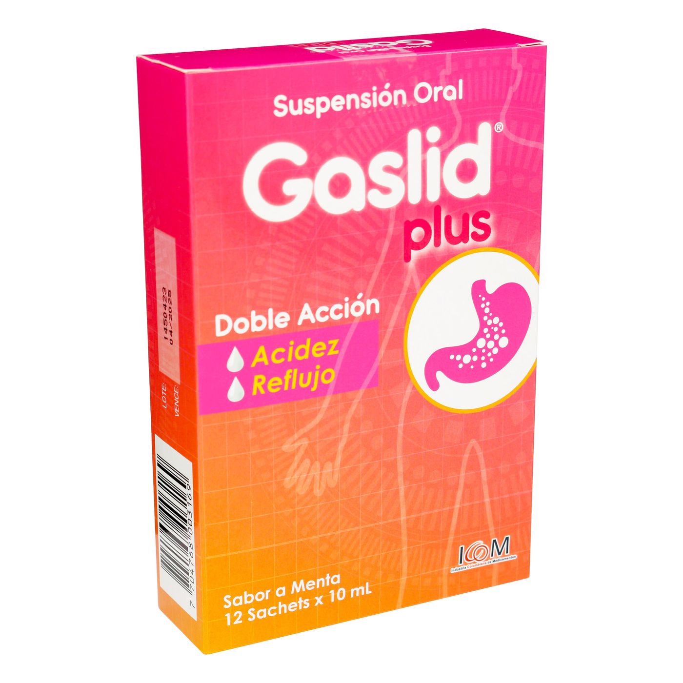 Suspensión Oral Gaslid Plus Doble Acción Menta Sachet 10 mL Caja X 12 Unds