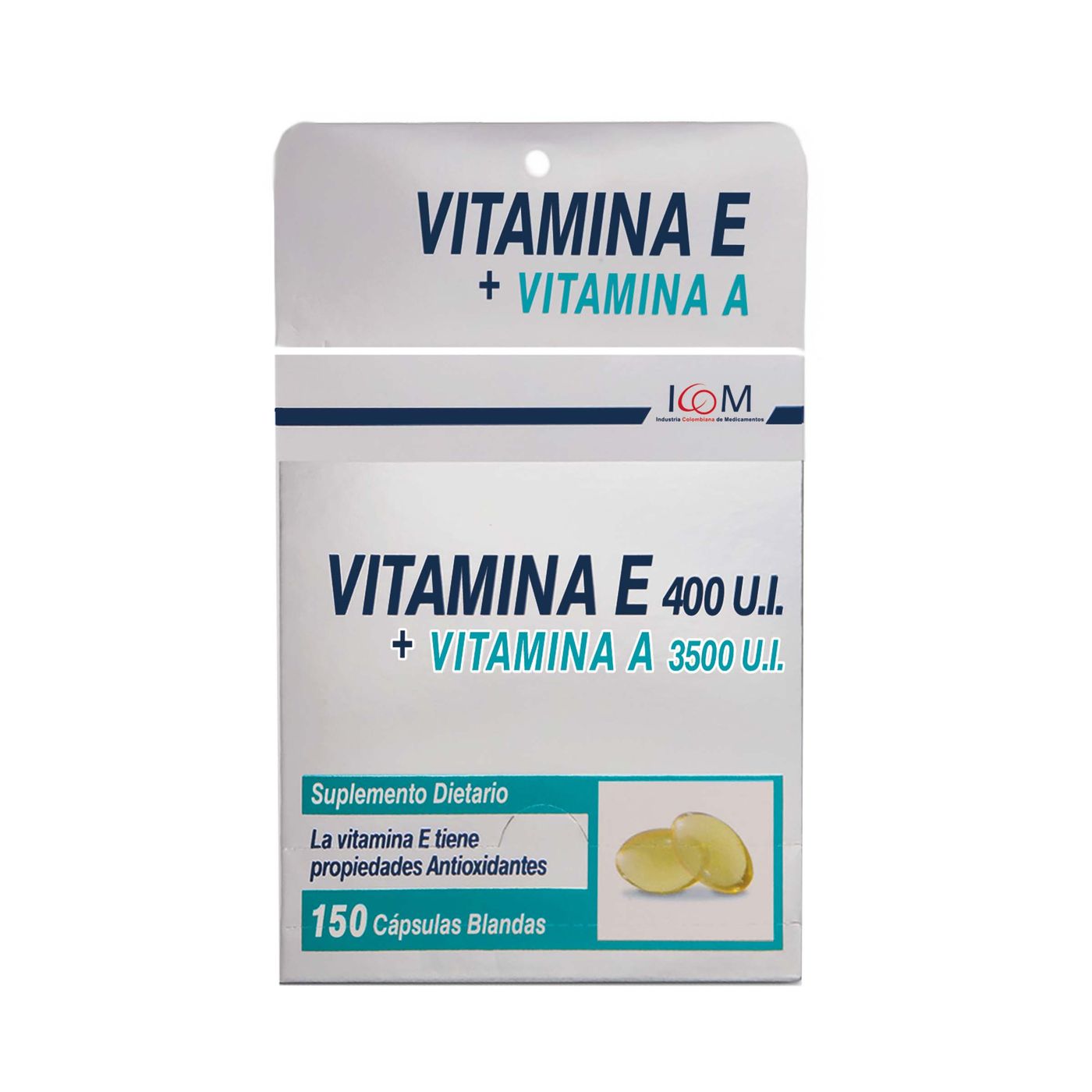 Suplemento Dietario Vitamina E 400 UI + Vitamina A 3500 UI Icom Caja x 150 Cápsulas