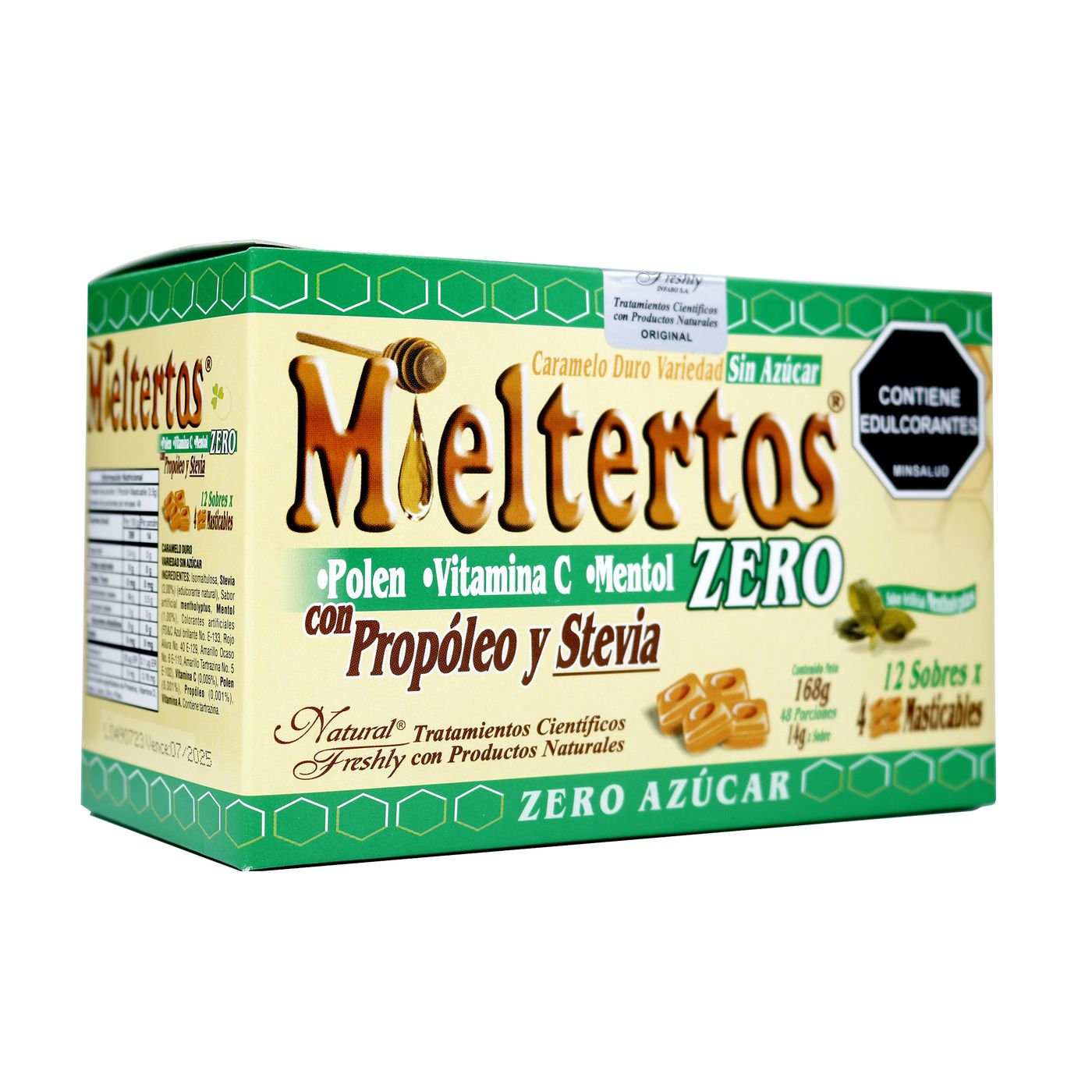 Caramelo Duro Sin Azúcar Mieltertos Caja x 12 sobres de 4 masticables