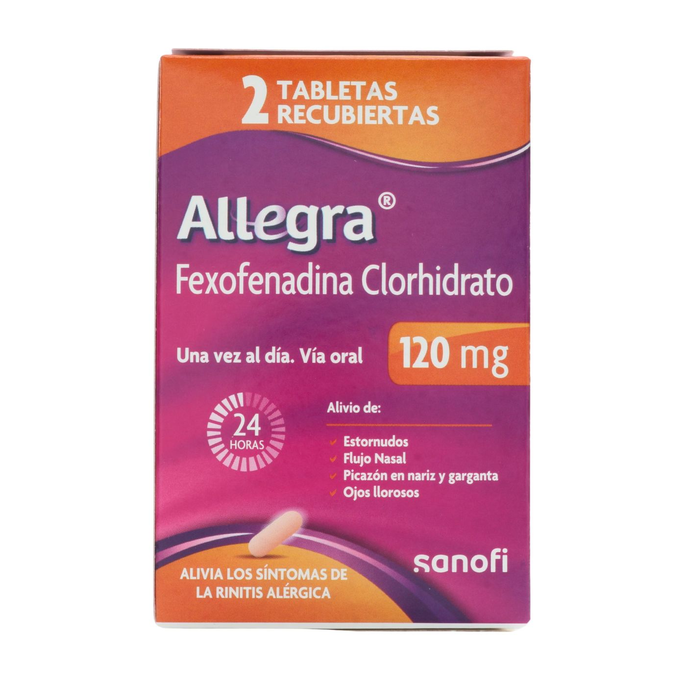 Fexofenadina Clorhidrato 120mg Allegra Caja x 2 Tabletas