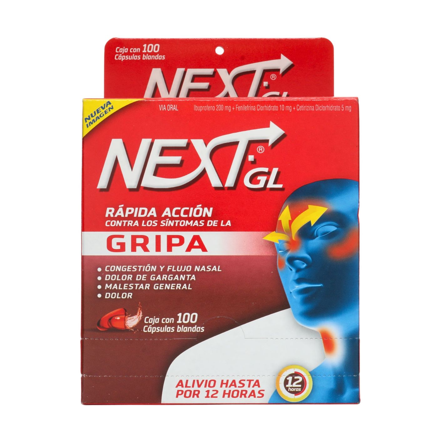 Next GL Gripa Rápida Acción Caja x 100 Cápsulas Blandas