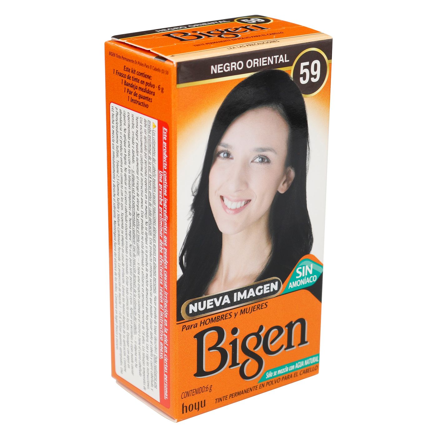 Tinte Permanente Bigen para El Cabello 59 Negro Oriental Polvo Caja x 6 g.