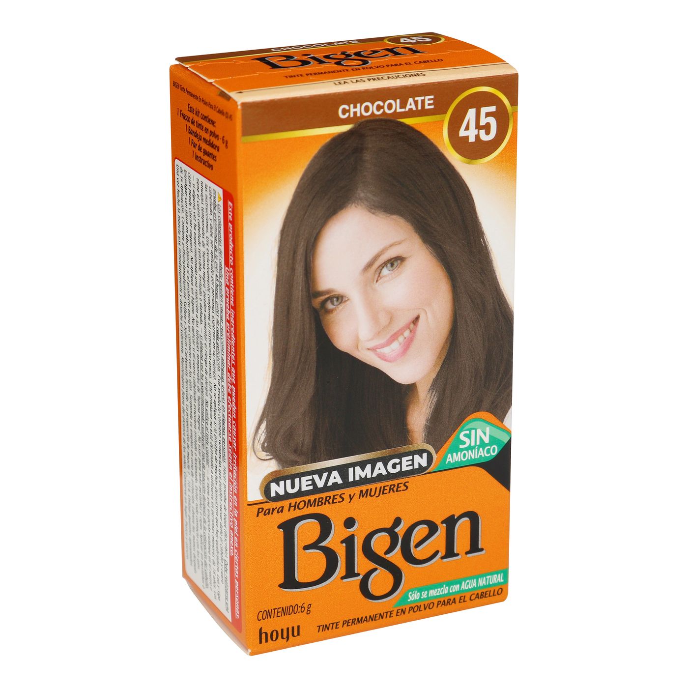 Tinte Permanente Bigen para El Cabello 45 Chocolate Polvo Caja x 6 g.