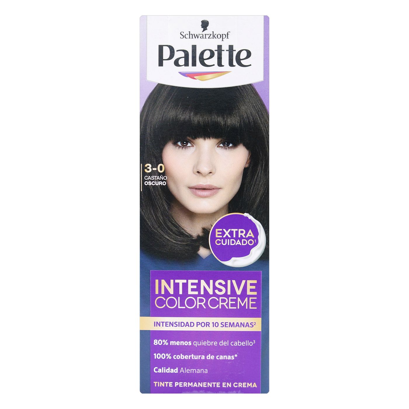 Tinte Permanente Schwarzkopf Palette Color Creme 3-0 Castaño Oscuro x Caja.