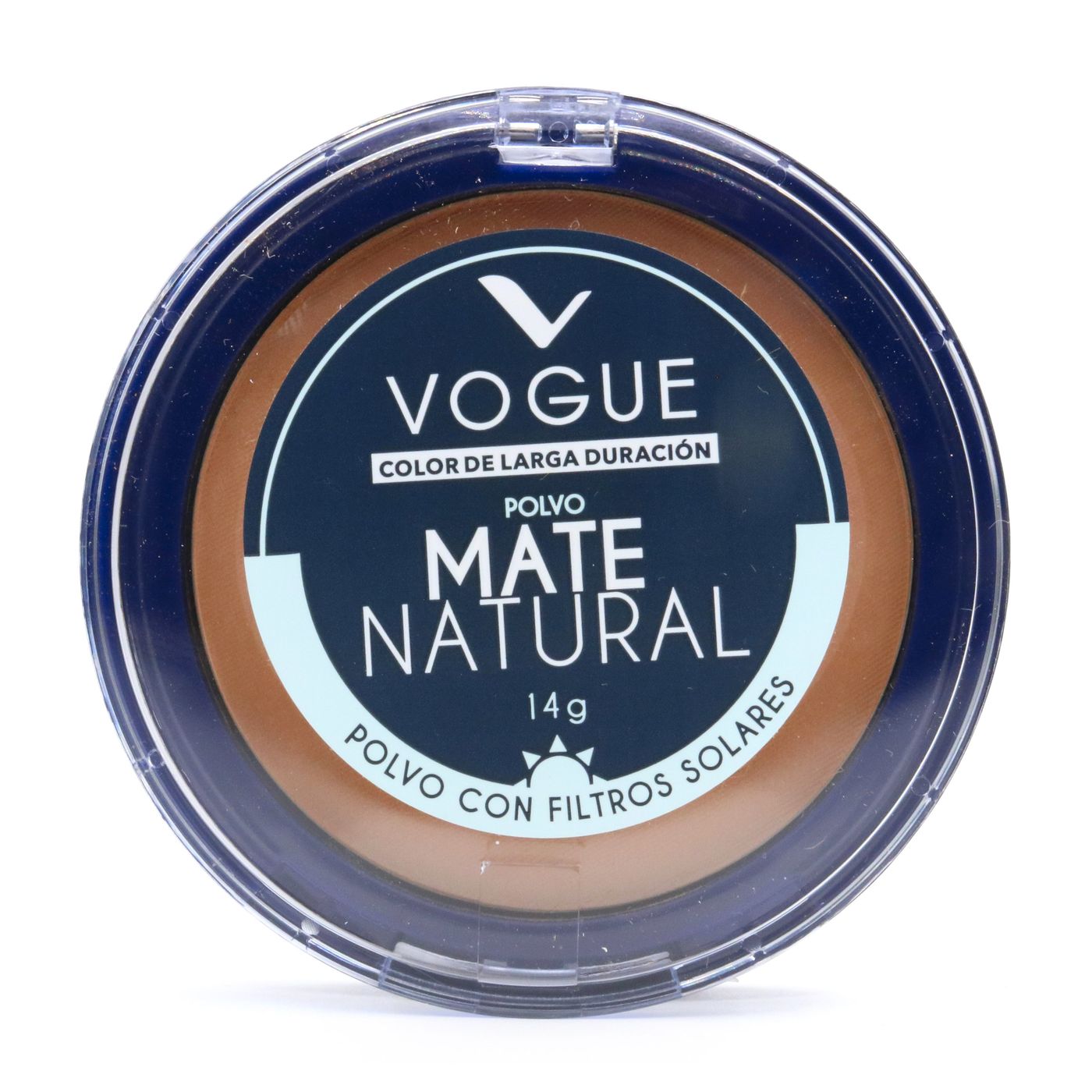Polvo Compacto Vogue Larga Duración Mate Natural Filtro Solar Tono Arena Empaque X 14 G.