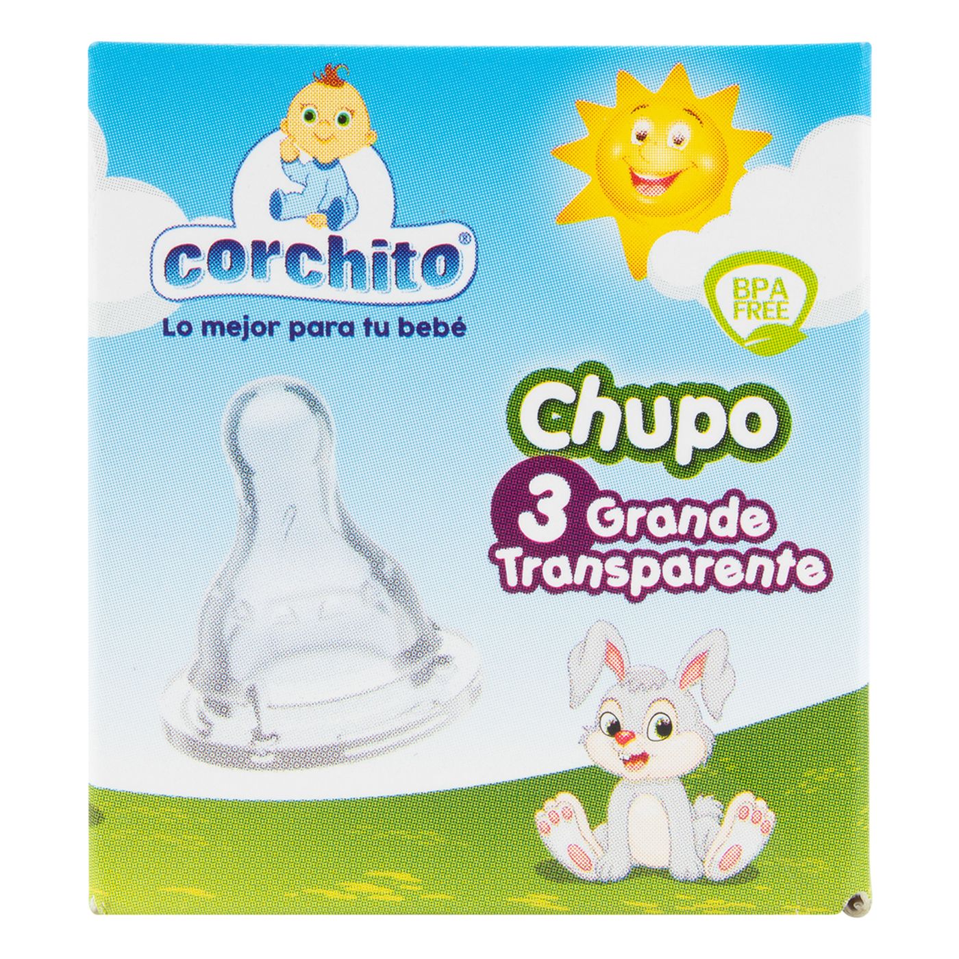 Chupo Corchito N-3 Grande Transparente Caja x 1 Ud.