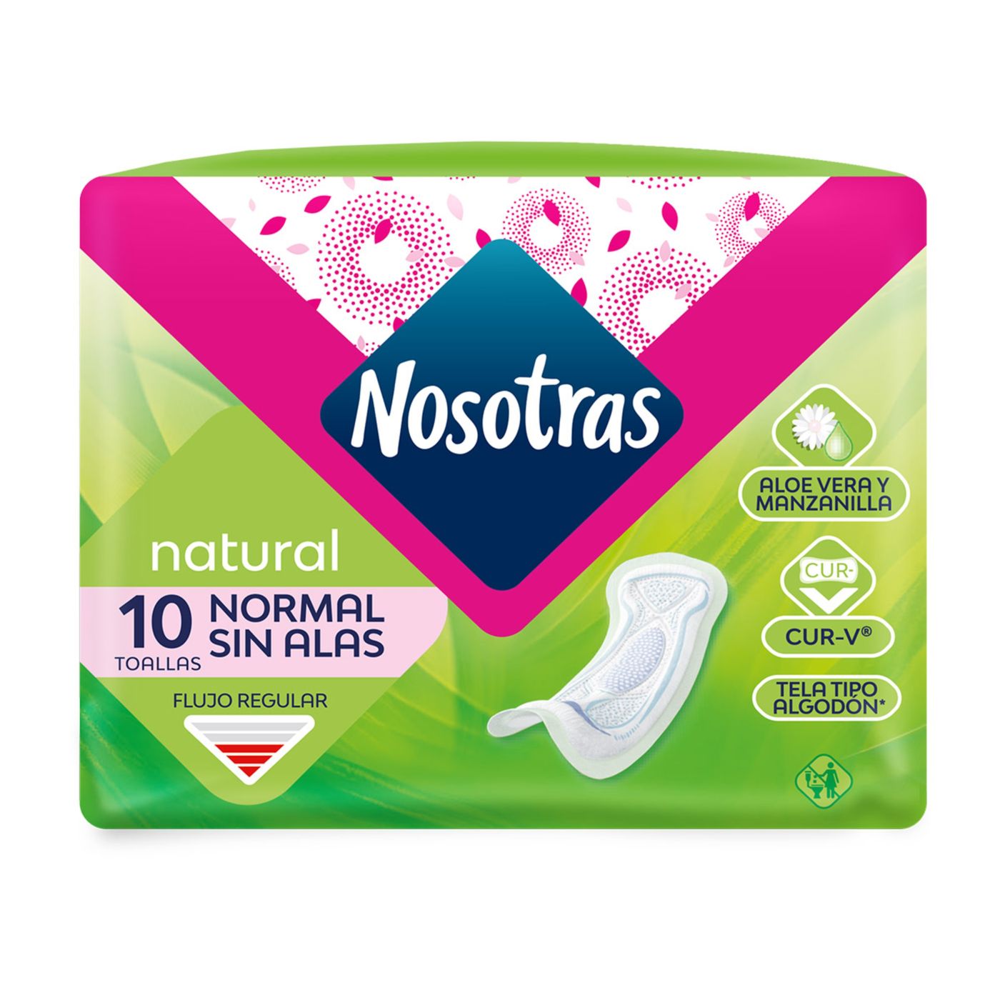 Toalla Nosotras Normal Sin Alas Natural Paquete x 10 uds