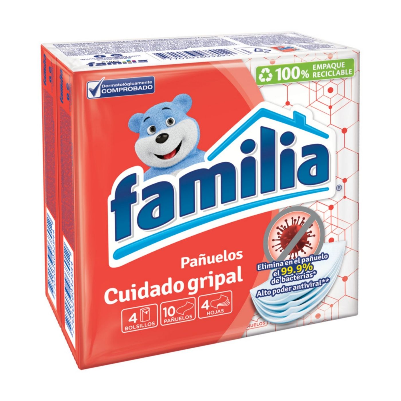 Pañuelos Familia Cuidado Gripal X 10 Uds X 4 Paquetes.