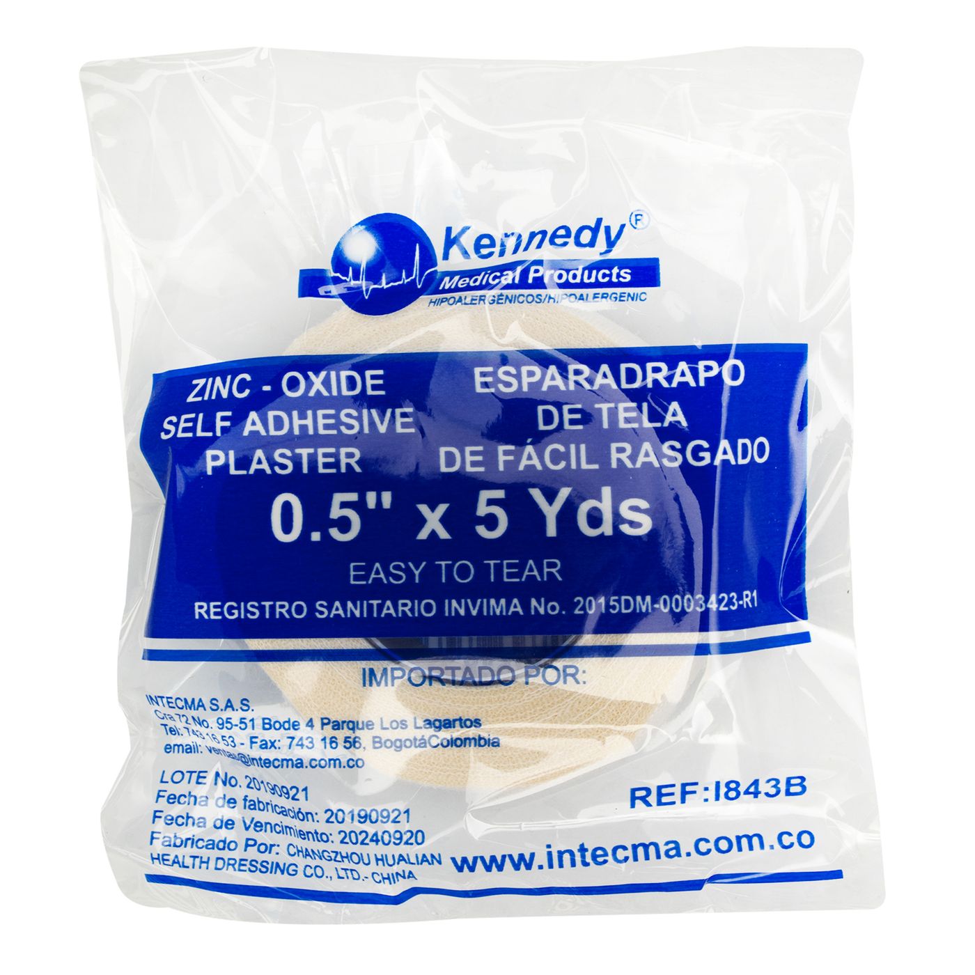 Esparadrapo Tela Kennedy Blanco 1/2 x 5 Yd Bolsa x 1 Ud