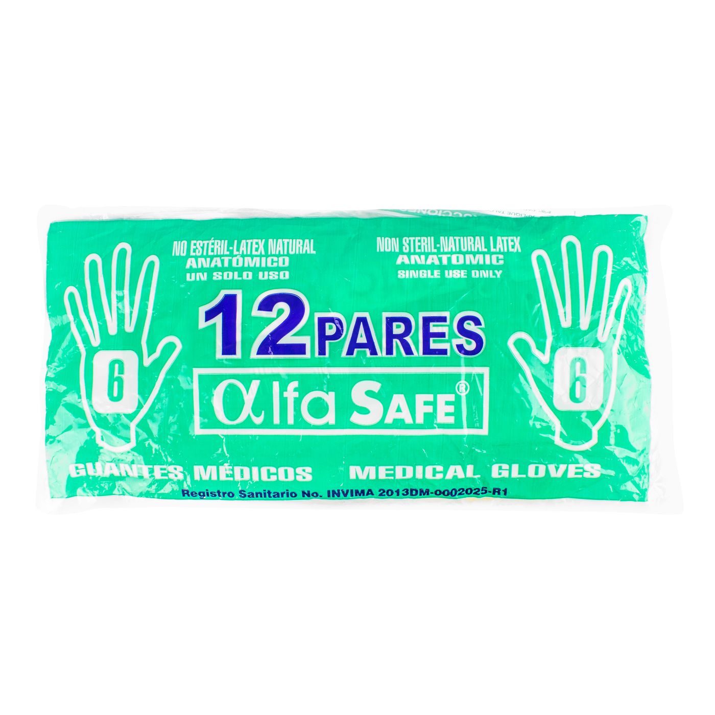 Guantes Médicos Alfa Safe Látex Talla 6 Paquete X 12 Pares.
