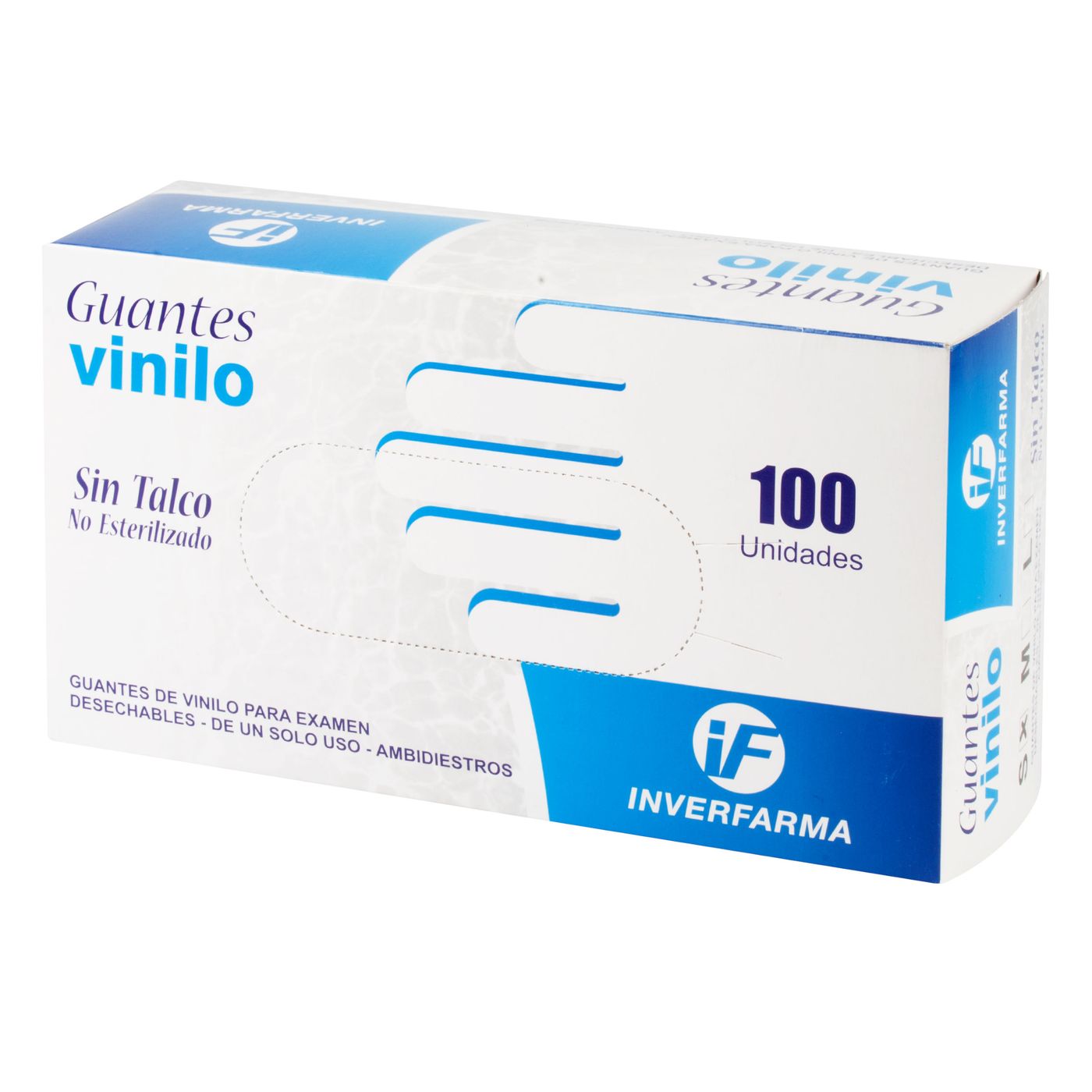 Guantes de Vinilo Inverfarma Talla S sin Talco Caja x 100 Uds