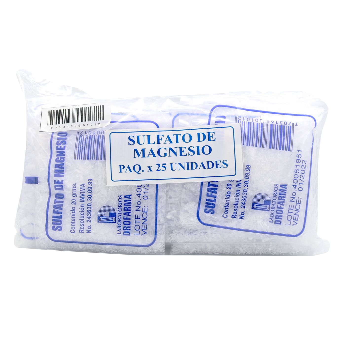 Sulfato De Magnesio Drofarma Sobre X 20 G Paquete X 25 Uds.