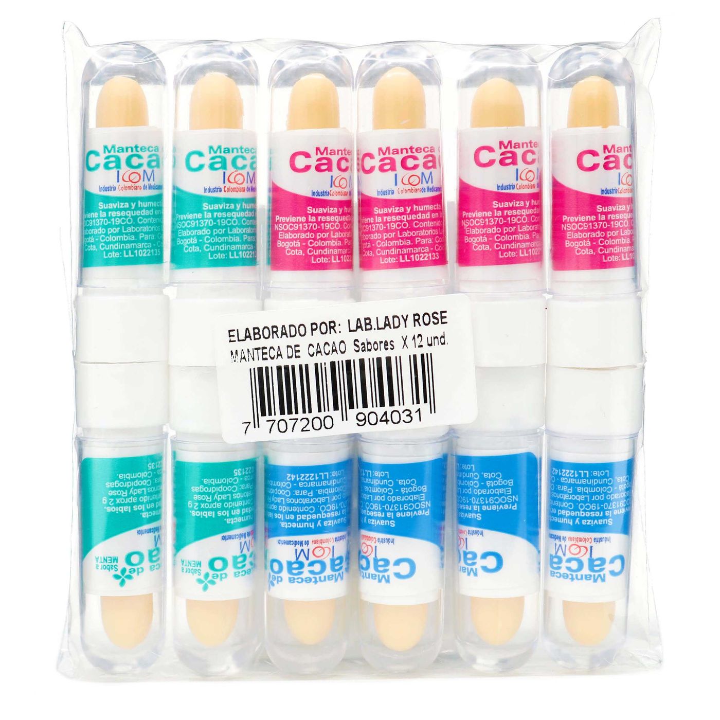 Manteca de Cacao Icom Barra Labial Surtida Empaque x 12 Uds
