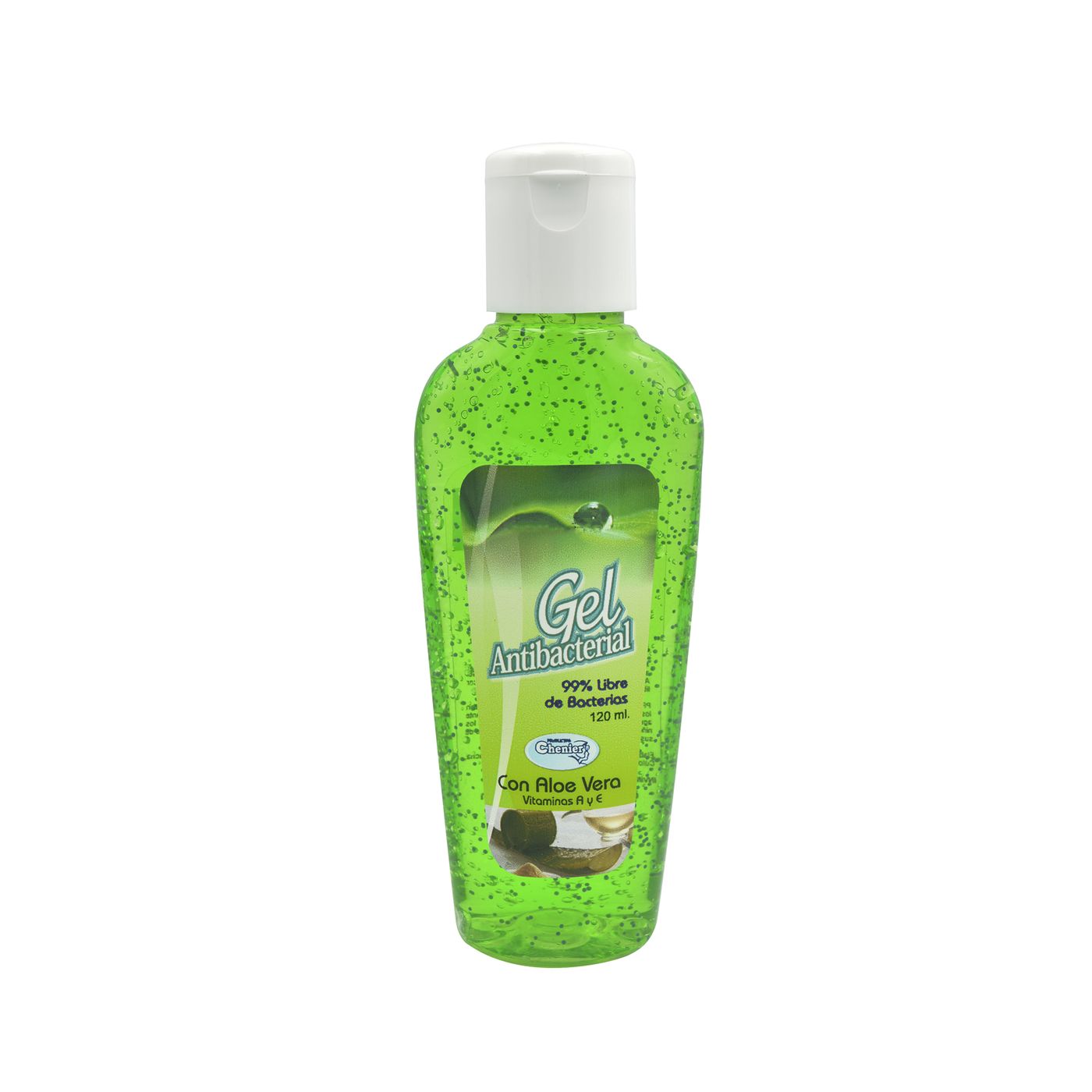 Gel Antibacterial Chenier Áloe Vera y Vitamina E Frasco x 120 mL.