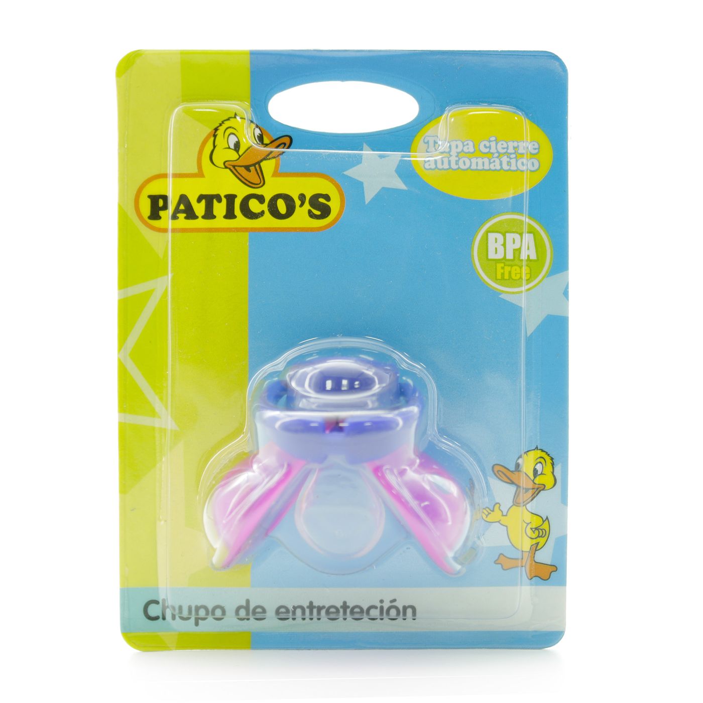 Chupo de Entretención Paticos Tapa Cierre Automático Blister x 1 Ud