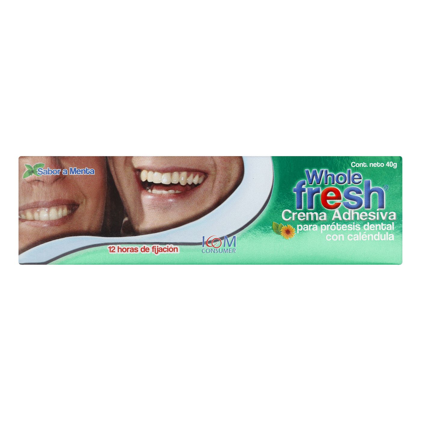 Crema Adhesiva Icom Whole Fresh para Prótesis Dental Menta Caja x 40 g.