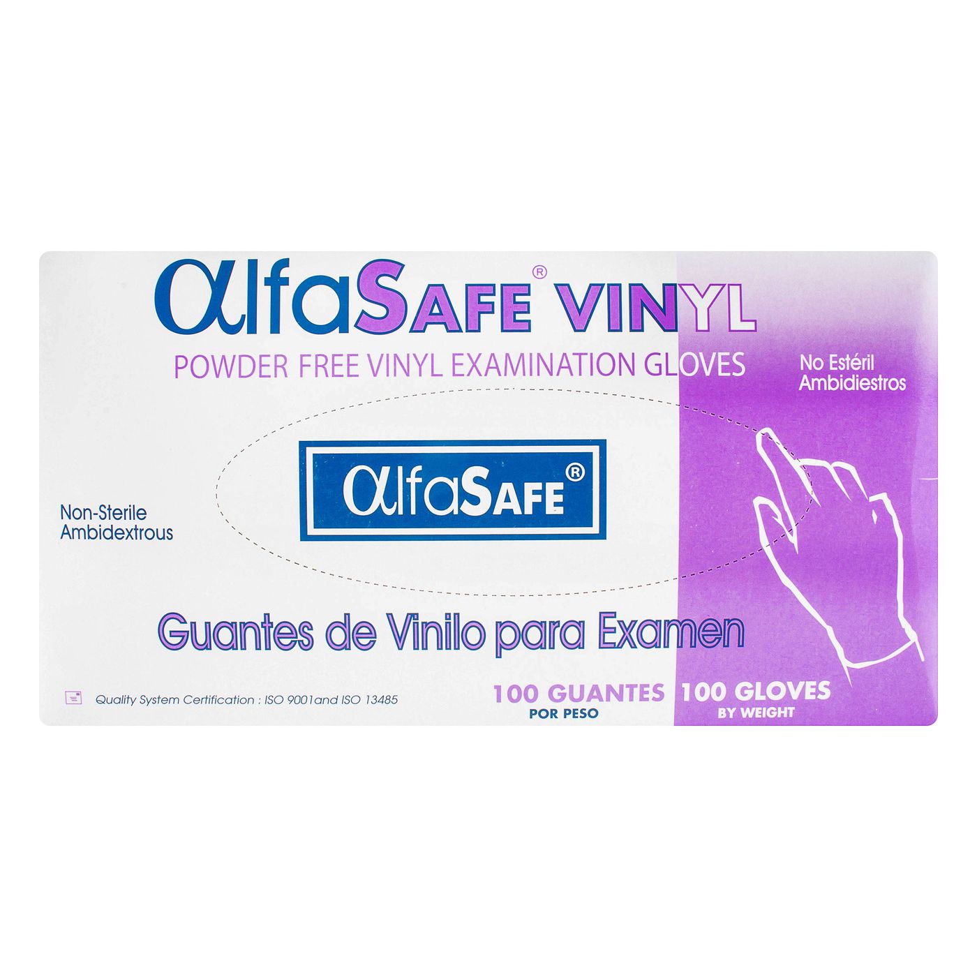 Guantes de Vinilo Alfa Safe Talla L Caja x 100 Uds