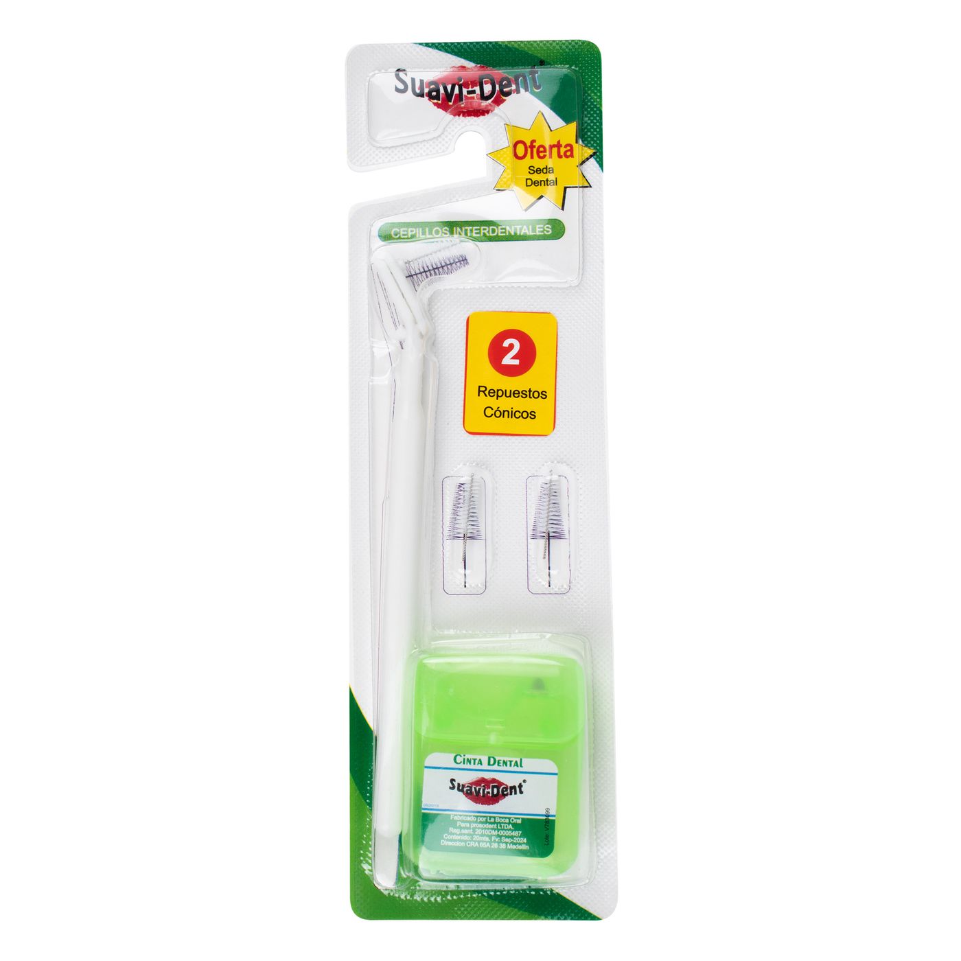Cepillo Interdental Suavi-Dent Repuestos Cónicos Blister x 2 Uds + Cinta Dental Suavi-Dent x 1 Ud Oferta.