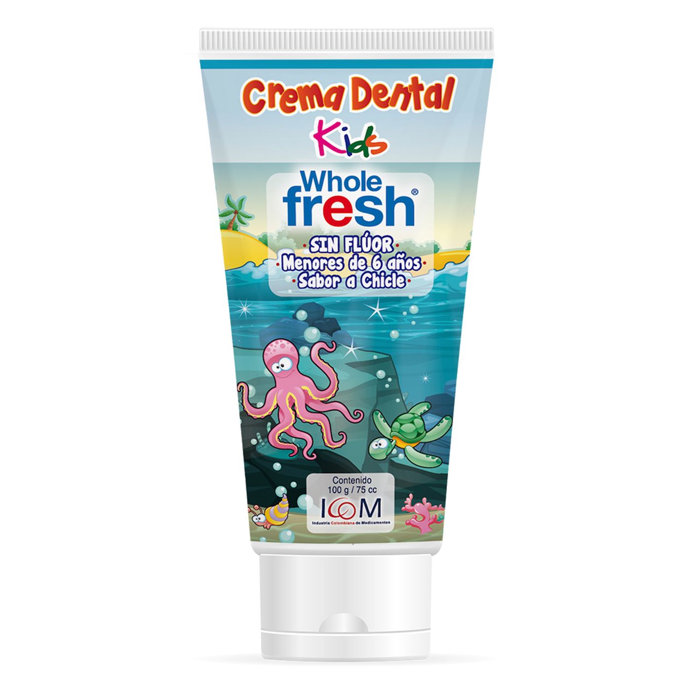 Crema Dental Icom Whole Fresh Kids Sin Flúor Tubo x 100 g