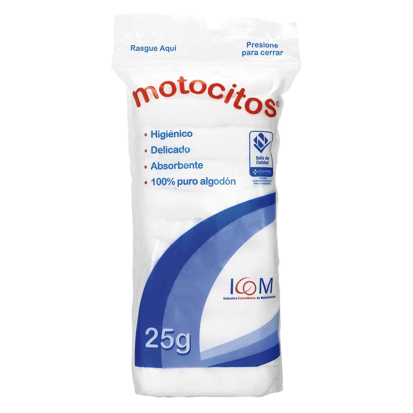 Algodón Icom Motocitos Paquete x 25 g Pague 5 Lleve 7