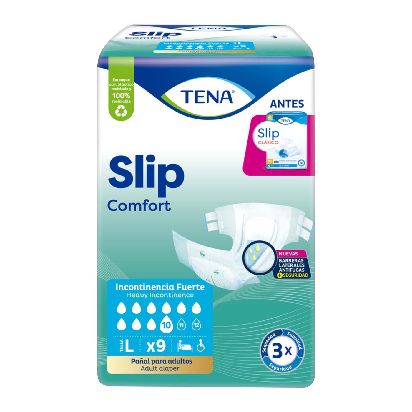 Pañales Tena Slip Clásico/Confort L Paquete x 9 Uds