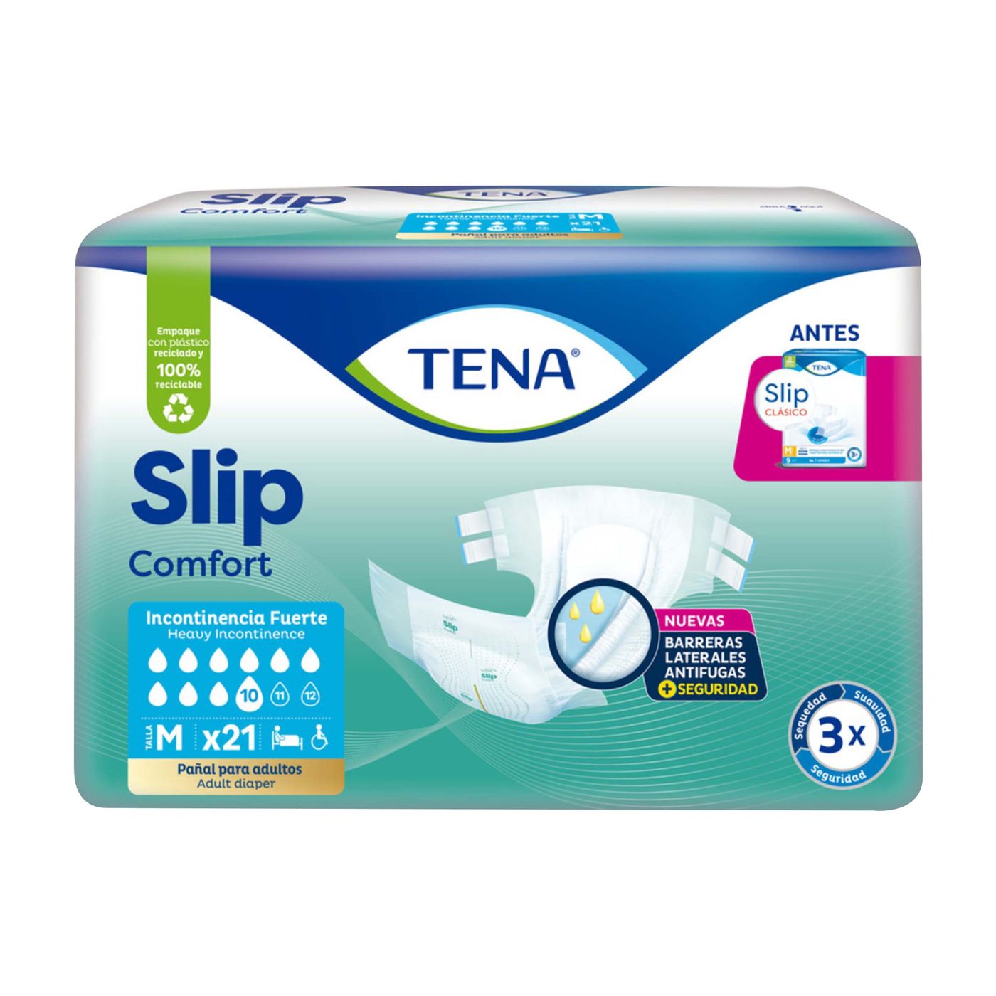 Pañales Tena Slip Clásico/Confort M Paquete x 21 Uds
