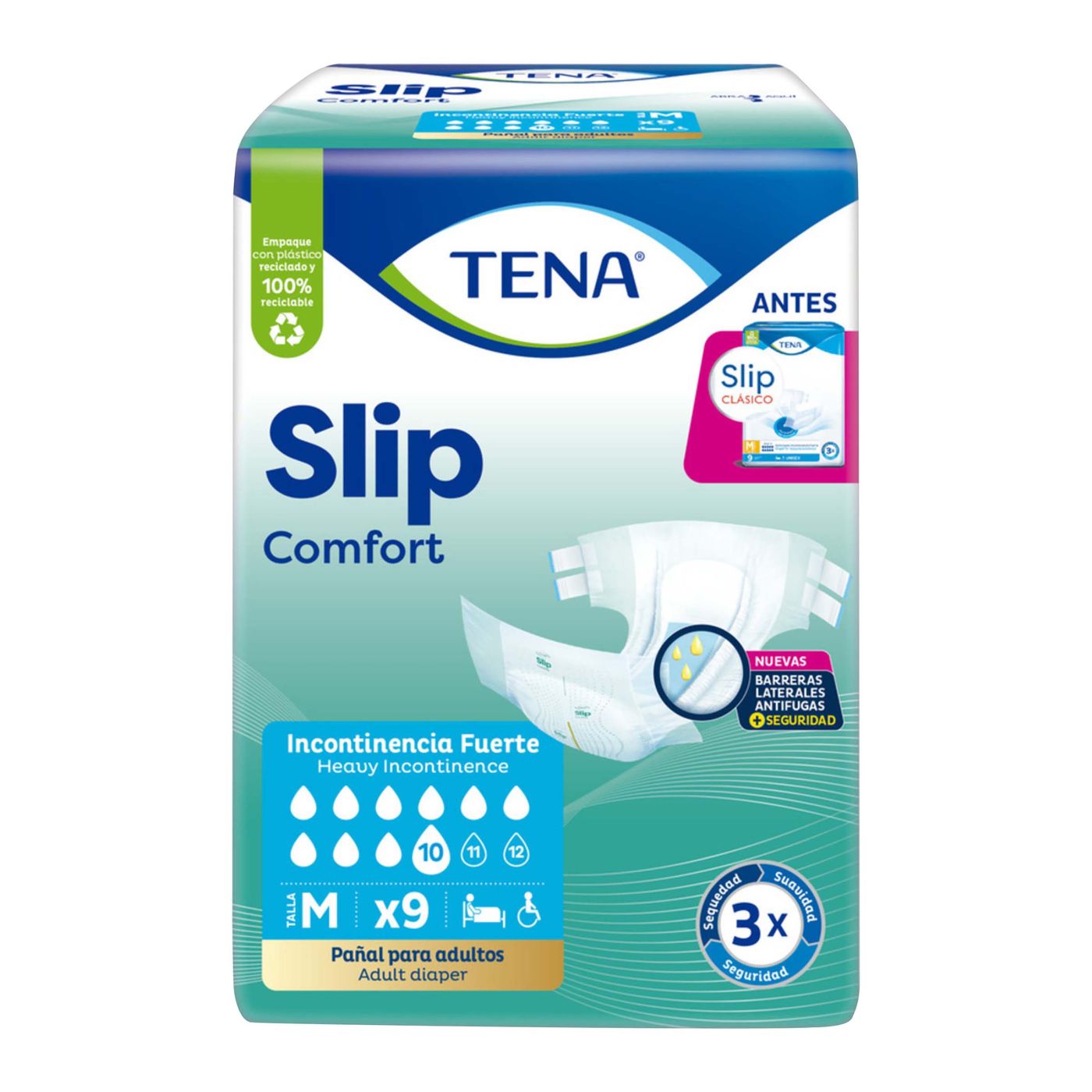 Pañales Tena Slip Clásico/Confort M Paquete x 9 Uds