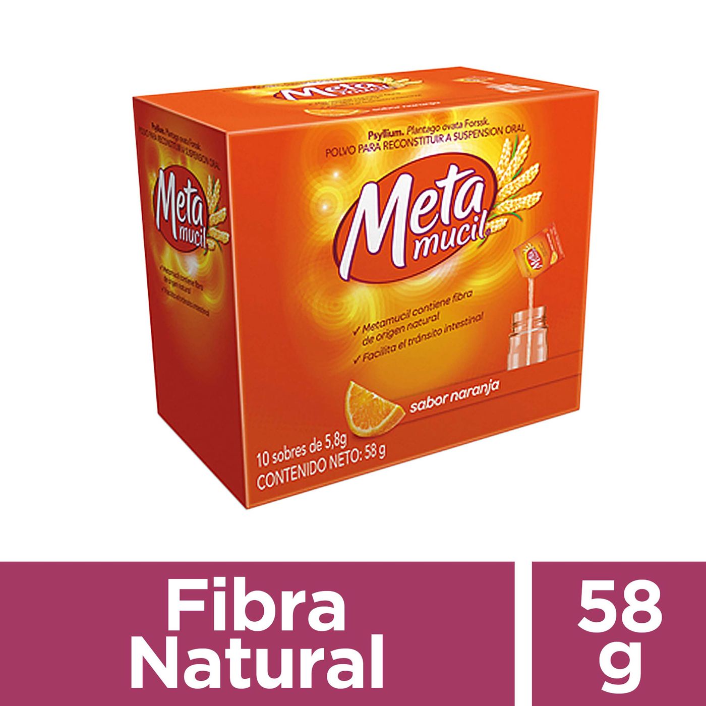 Suspensión Oral Metamucil Fibra Naranja Sobre X 5.8 G Caja X 10 Uds.