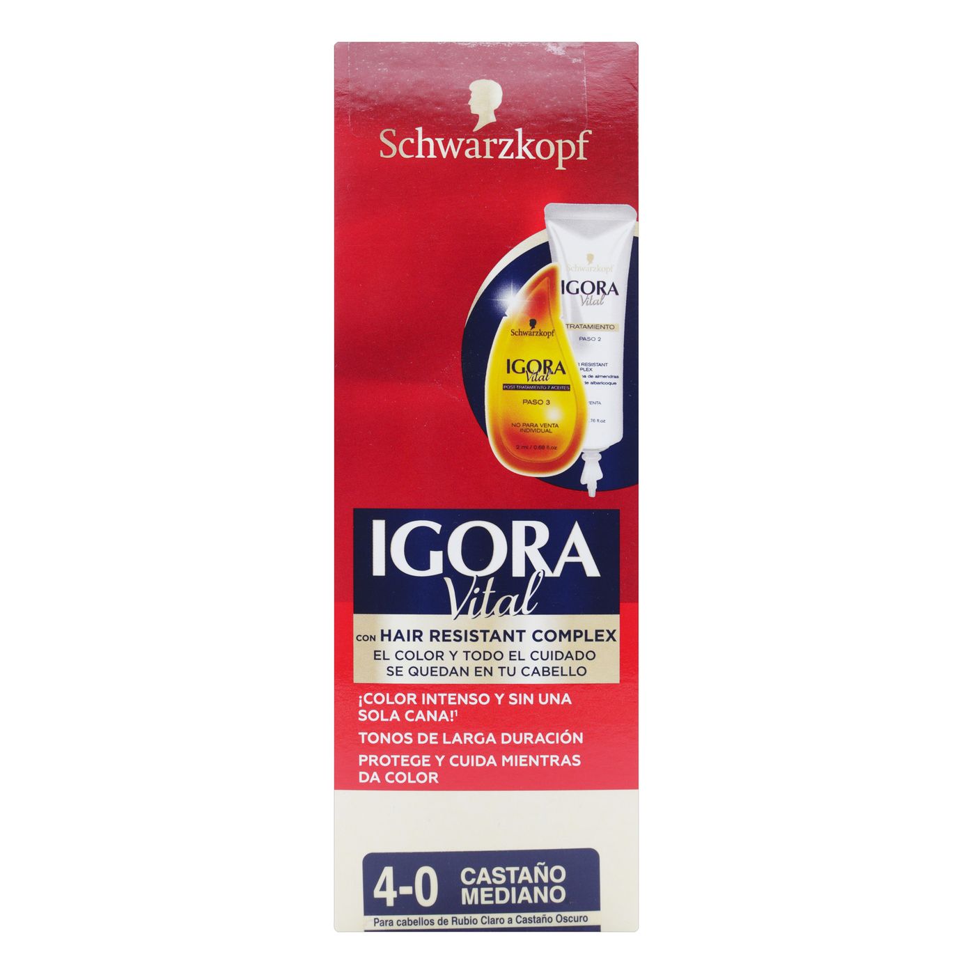 Tintura Permanente Schwarzkopf Igora Vital 4-0 Castaño Mediano x Caja.