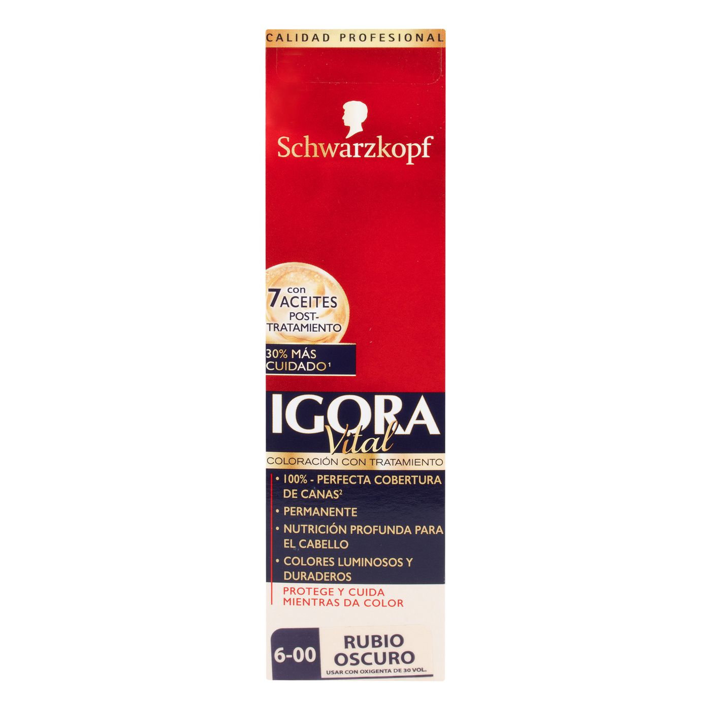 Tintura Permanente Schwarzkopf Igora Vital 6-00 Rubio Oscuro x Caja.