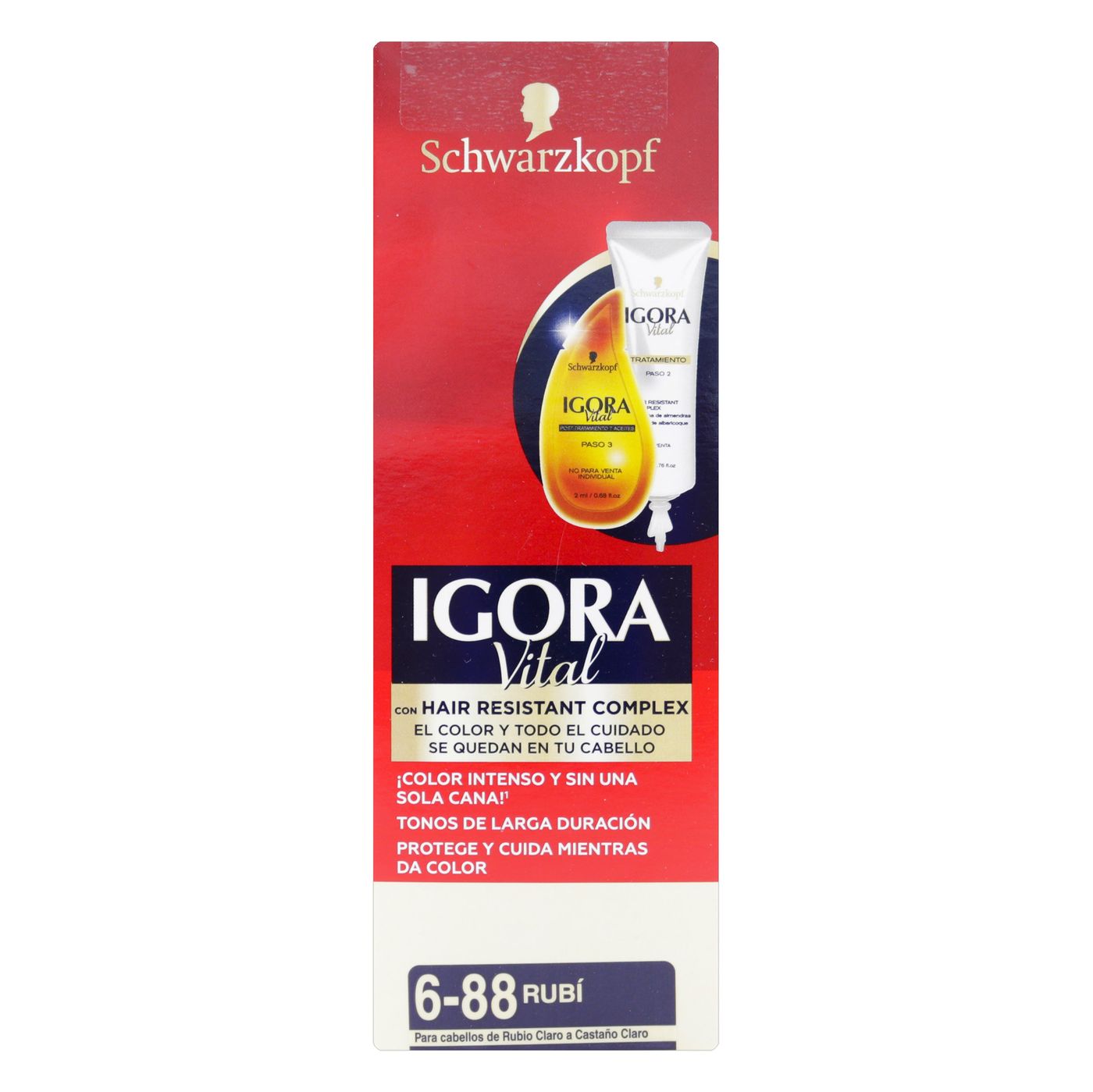 Tintura Permanente Schwarzkopf Igora Vital 6-88 Rubí x Caja.