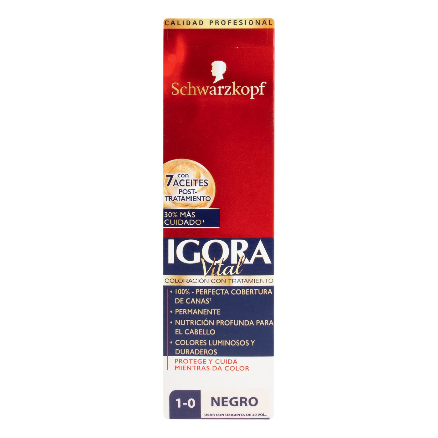 Tintura Permanente Schwarzkopf Igora Vital 1-0 Negro x Caja.